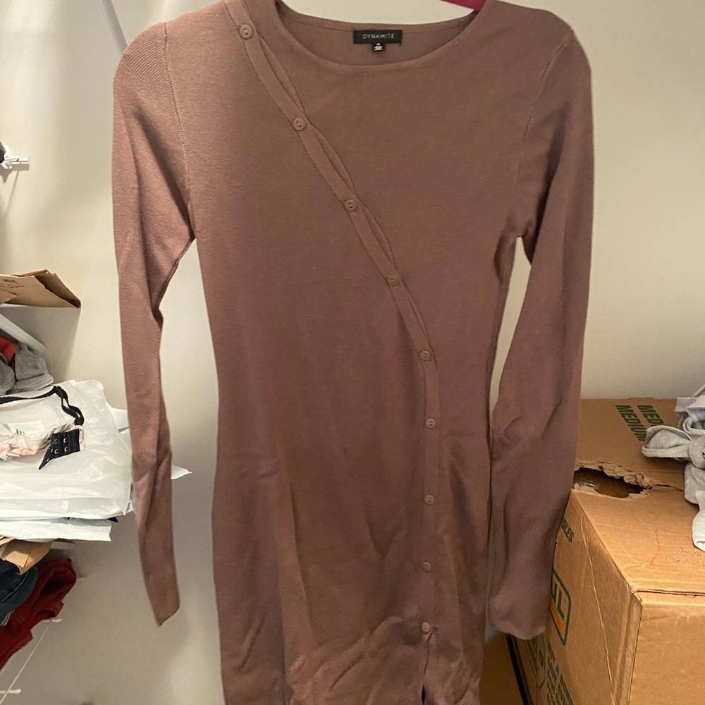 NWOT Dynamite Brown Long Sleeve Dress